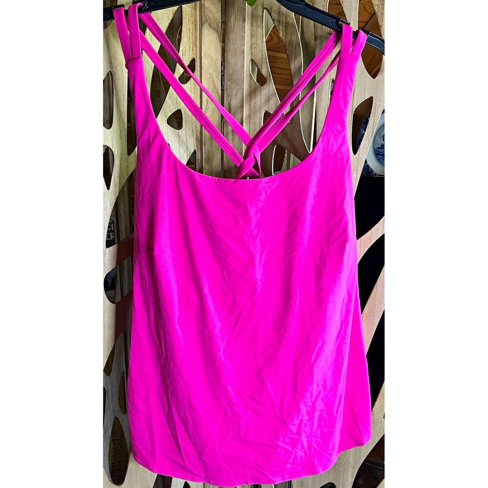 Halara Women’s Hot Pink Strappy Back Built-In Bra Tank 1X Plus Scoop Neck Gym